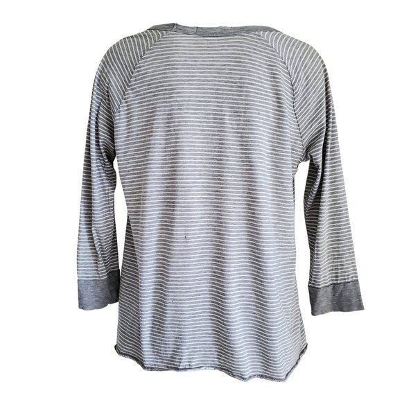 James Perse Striped 3/4 Sleeve Top Gray + White stripes Ragland Cut Size 2 (M) - Picture 4 of 16